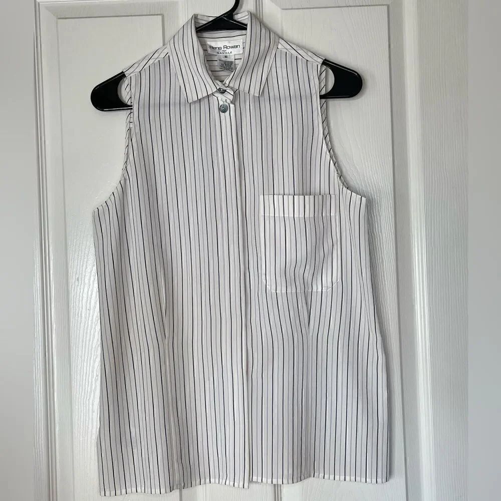 Rena Rowan sleeveless stripe blouse size 10